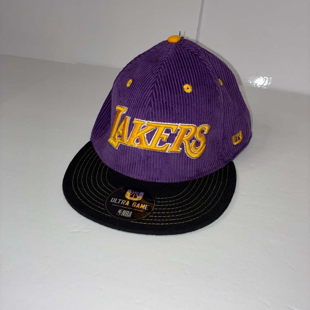 NBA LA Lakers Purple / Black Corduroy Ultra Game Men's Snap Back Hat Cap NEW